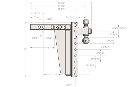 2.0” Extreme Duty 12” Drop/Rise Trailer Hitch