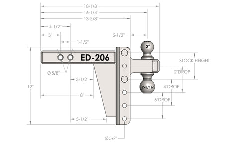 2.0” Extreme Duty 6” Drop/Rise Trailer Hitch
