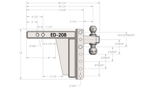 2.0” Extreme Duty 8” Drop/Rise Trailer Hitch