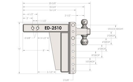 2.5” Extreme Duty 10” Drop/Rise Trailer Hitch