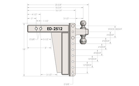 2.5” Extreme Duty 12” Drop/Rise Trailer Hitch