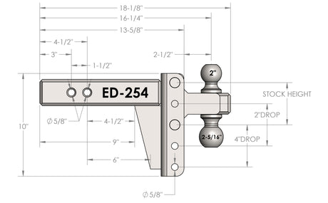2.5” Extreme Duty 4” Drop/Rise Trailer Hitch
