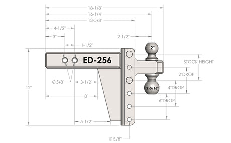 2.5” Extreme Duty 6” Drop/Rise Trailer Hitch