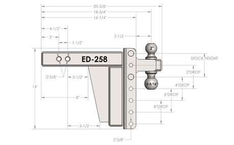 2.5” Extreme Duty 8” Drop/Rise Trailer Hitch