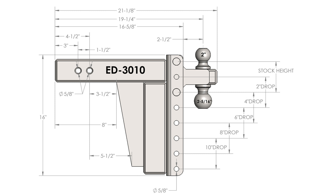 3.0” Extreme Duty 10” Drop/Rise Trailer Hitch