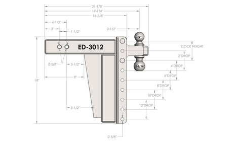 3.0” Extreme Duty 12” Drop/Rise Trailer Hitch