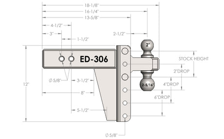 3.0” Extreme Duty 6” Drop/Rise Trailer Hitch